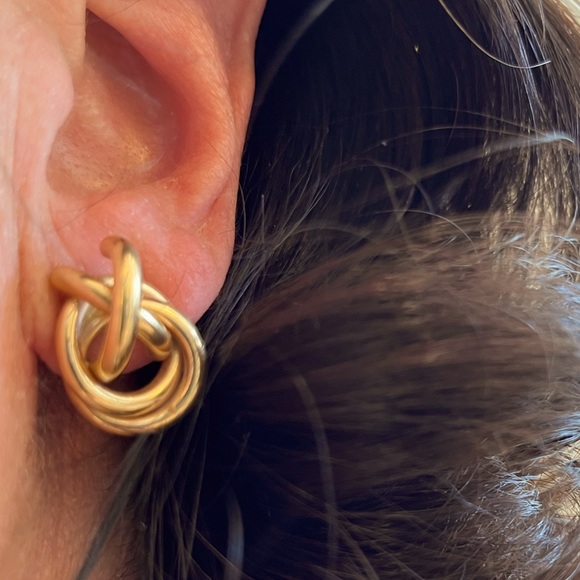 Loopy Gold Knot Earrings - Picture 4 of 16